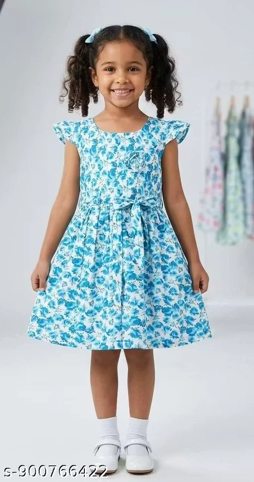 Blue color  Girls Cotton Dress
