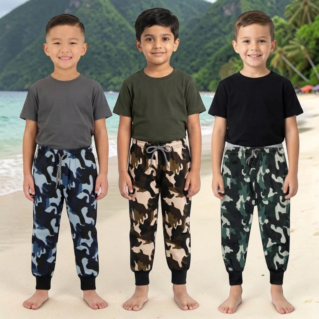 Boys & Girl Printed Jogger Pants | Kids Polyester Track Pants | Elastic Waist Casual Lower for Boys & Girl Pack of 3( Multicolor )