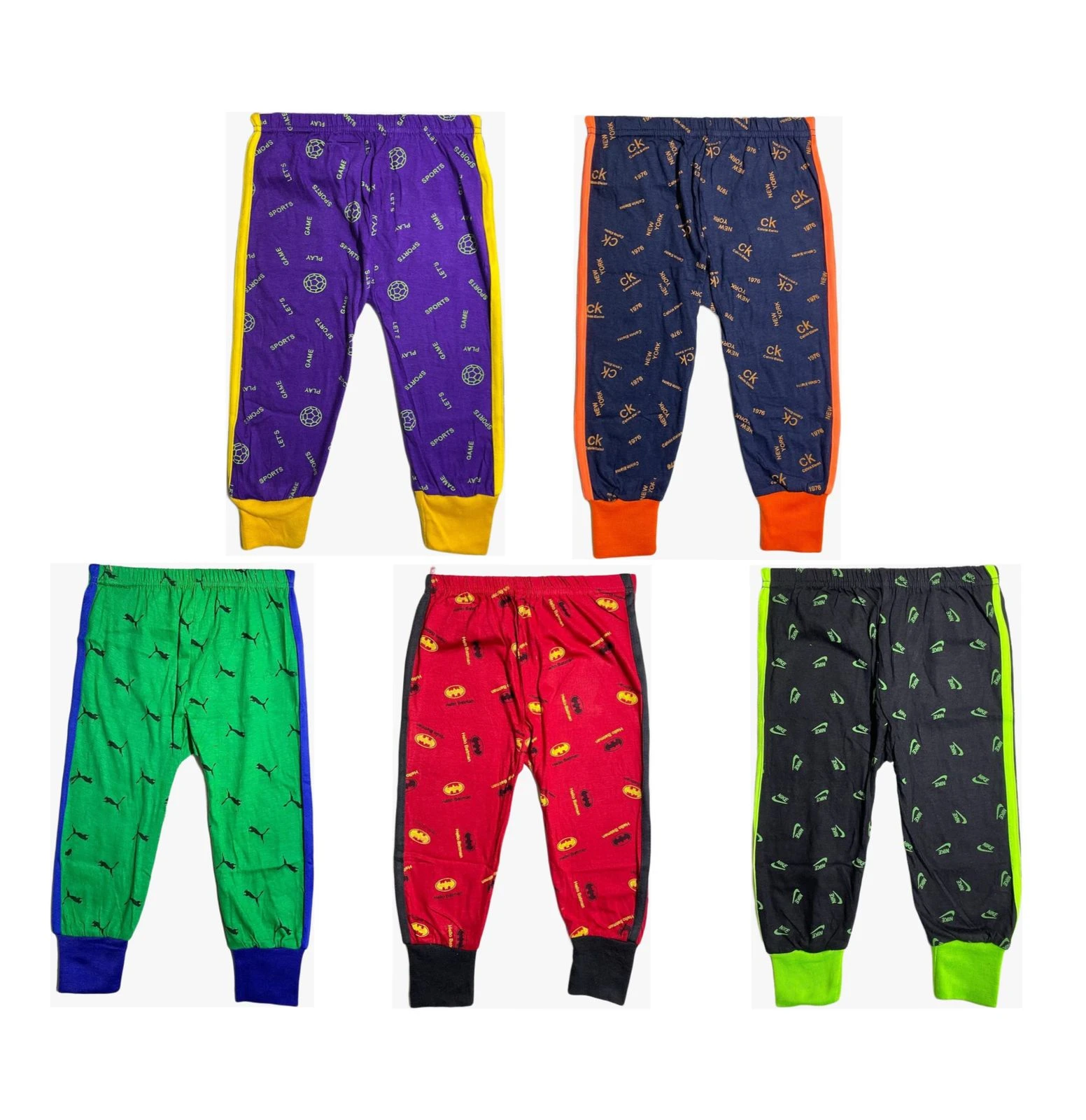 Kids Cotton Printed Jogger Pants Pack of 5 | Boys Stylish Track Pants | Soft Comfortable Daily Wear Bottoms (Multicolor)