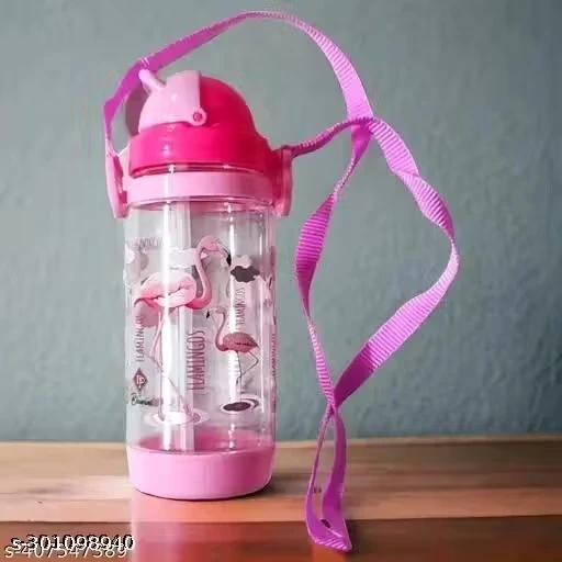 Water Bottle with Straw & Strap