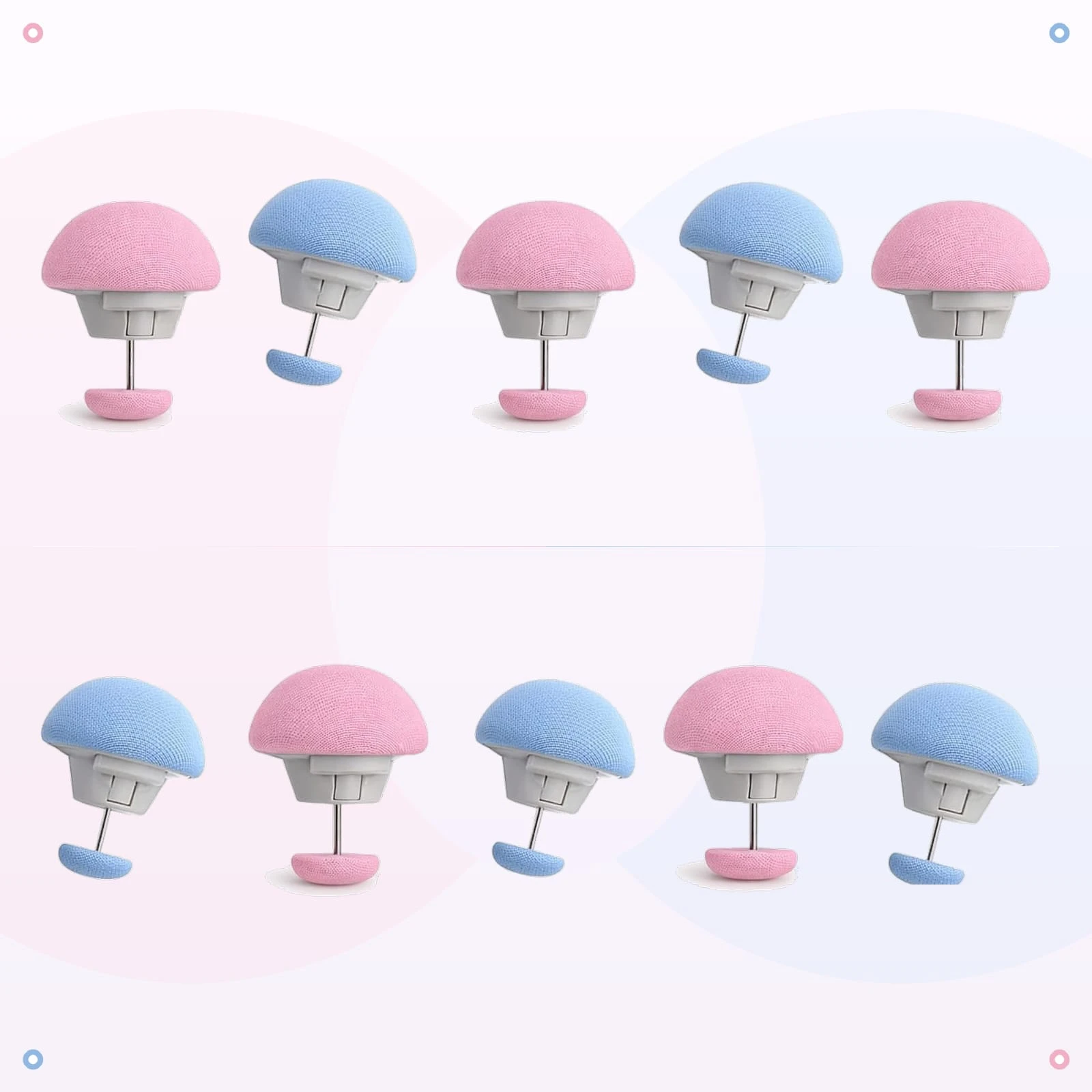 Mushroom Quilt Holder Clips (Pack of 10) - 5 Blue & 5 Pink Mixed Color Set | Anti-Slip Blanket Fixer & Duvet Fasteners | Soft Cushion Bedding Clips
