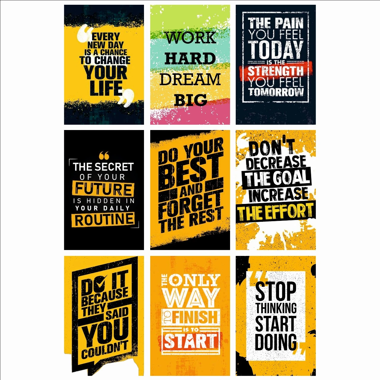 New motivation poster for wall, door and table pack of 09