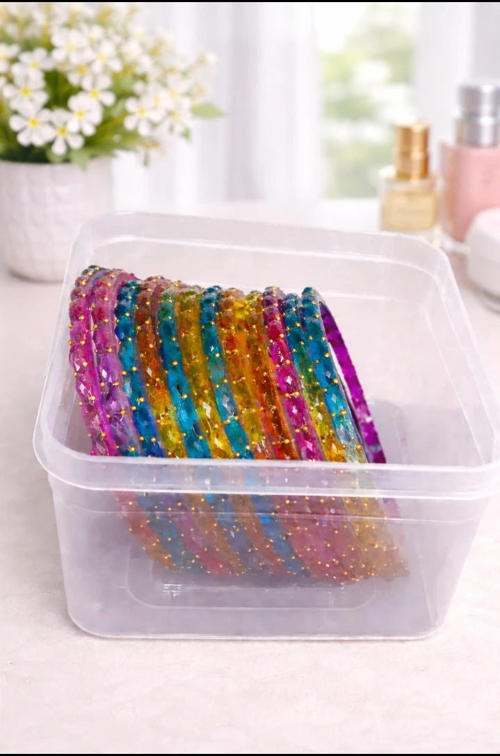 SPEEDY SHOPPERS CLASSY MULTI BANGLES GLOSSY FINISH SET OF 12.