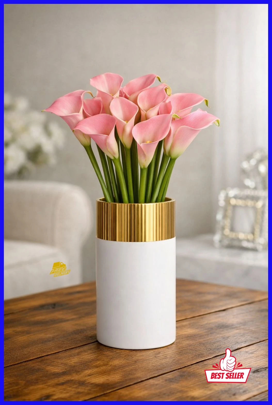 5 Pcs Artificial Light Pink Mini Calla Lily Stems – Realistic Touch Decor (Flowers Only)