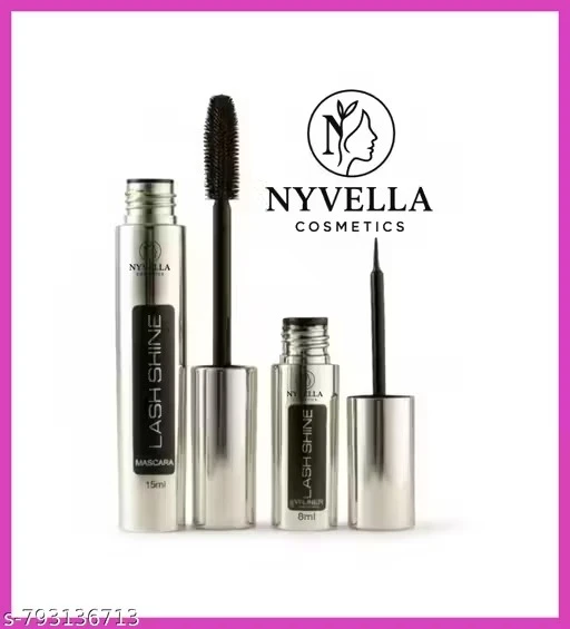 NYVELLA Eye-Glow Combo: Smudge-Proof Volumizing Mascara (15ml) & Fine-Tip Precision Eyeliner (8ml) for 24Hrs Intense Look