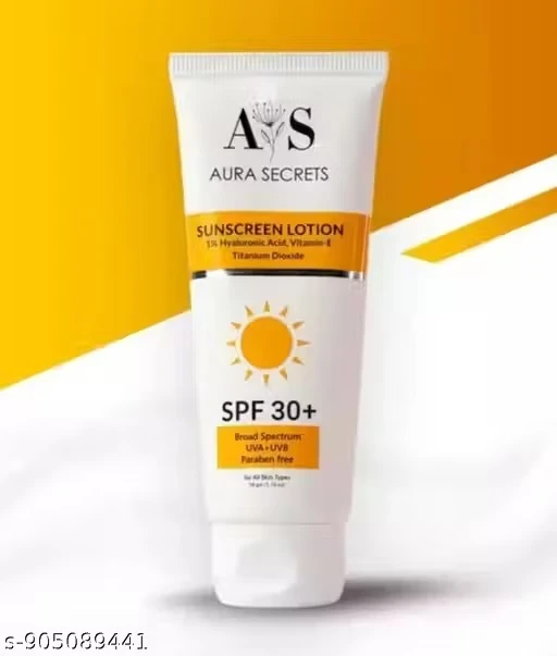 Nyvella Aura Secrets SPF 30+ Sunscreen Lotion | Broad Spectrum UVA & UVB Protection | With 1% Hyaluronic Aciदd & Vitamin E | Paraben Free | 50g