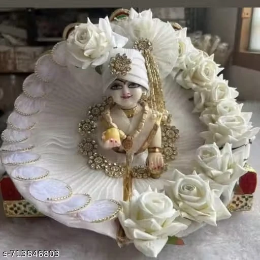 Laddu gopal dress with pagdi kanha ji poshak thakur ji dress krishna ji poshak kanha ji poshak best material best quality Laddo Gopal ji Beautiful Designer dress for janmashtami ( Pack of 1 ) Size no.1
