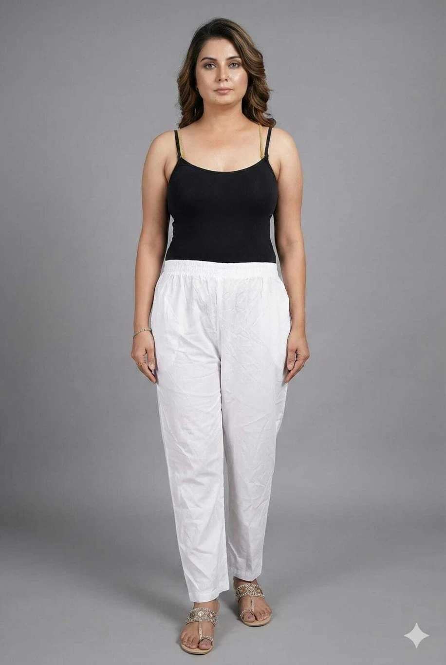 Jyotii Creations Women Regular Fit White Viscose Rayon Trousers