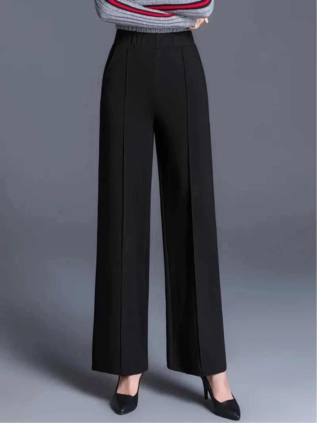 CLOWALL Women Regular Fit Black Viscose Rayon Trousers