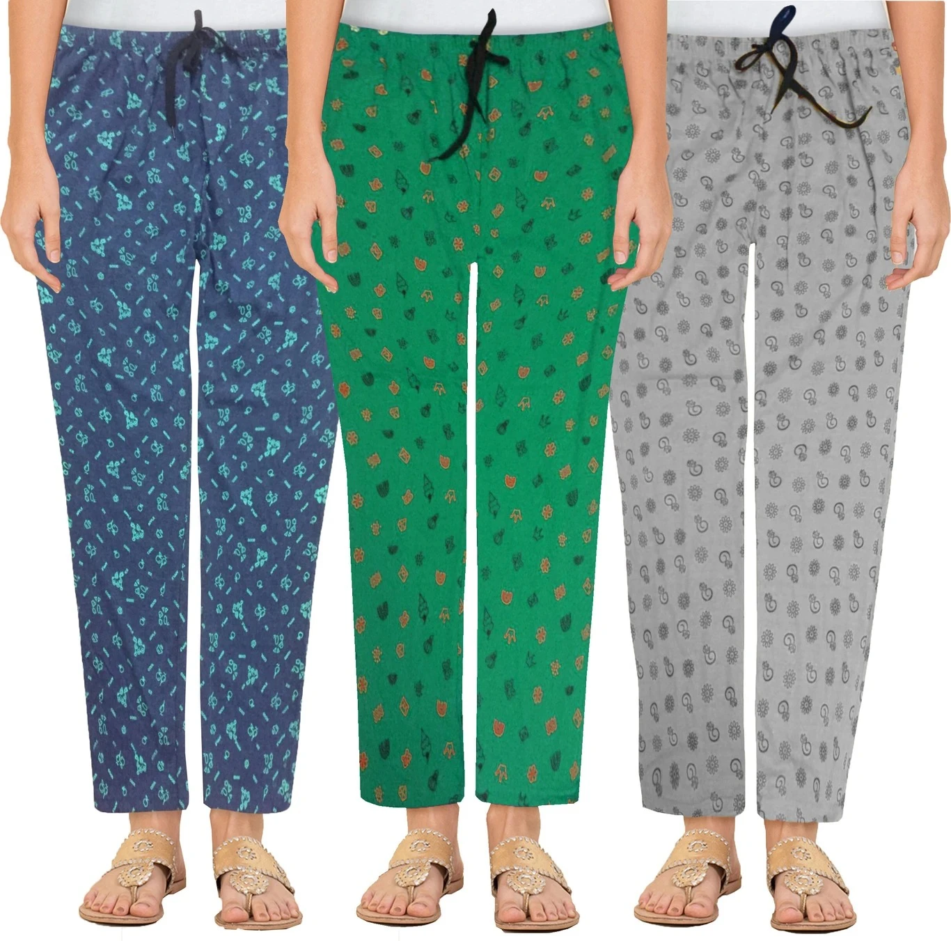 HouseOfCommon Pack of 3 Women Regular Fit Multicolor Pure Cotton ...m