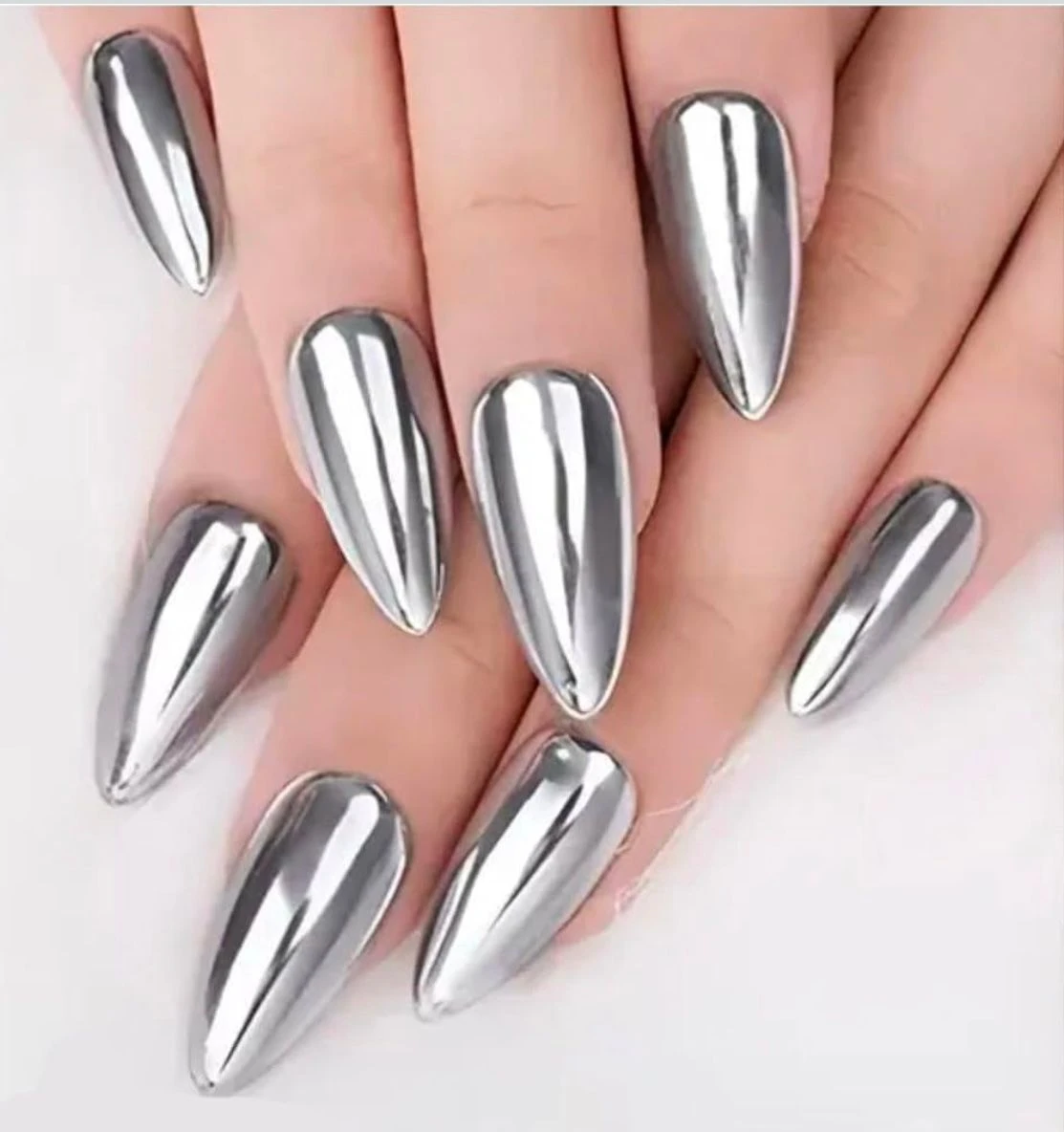 IVORY TIPS Colors Chrome Nail Powder Set, Reflective Glitter Metallic Mirror Effect for Nail Art Design 3D Holographic Silver