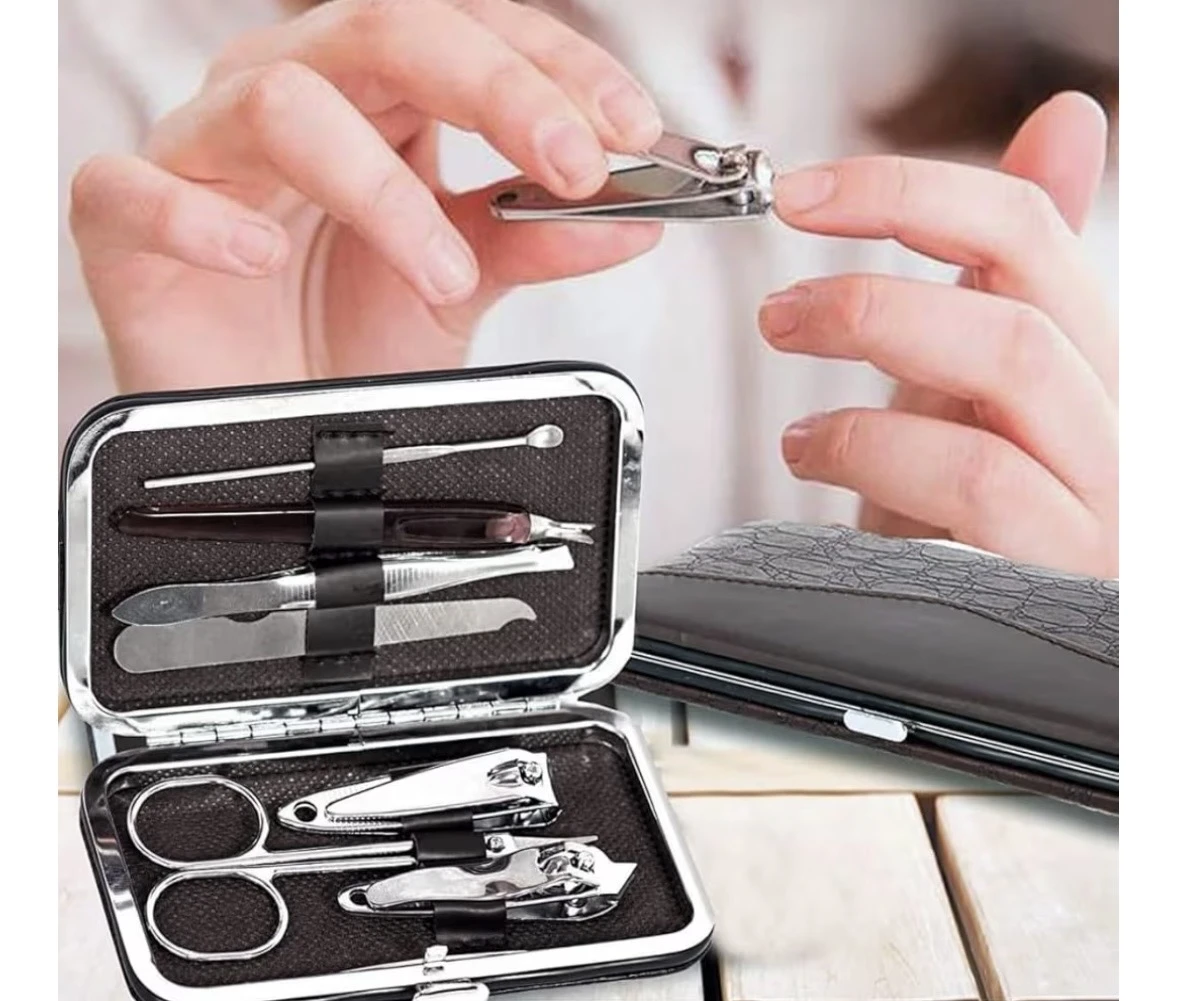 IVORY TIPS 7In 1 Manicure Kit, Pedicure Tools for Feet, Nail Clipper, Manicure Pedicure Kit for Women and Men Grooming Kit, Acne Needle, Nail Filer Kit Professional Manicure Pedicure Set with Case