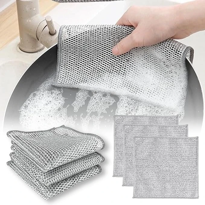 Double Layered Non-Scratch Wire Dishcloth (Pack of 3)