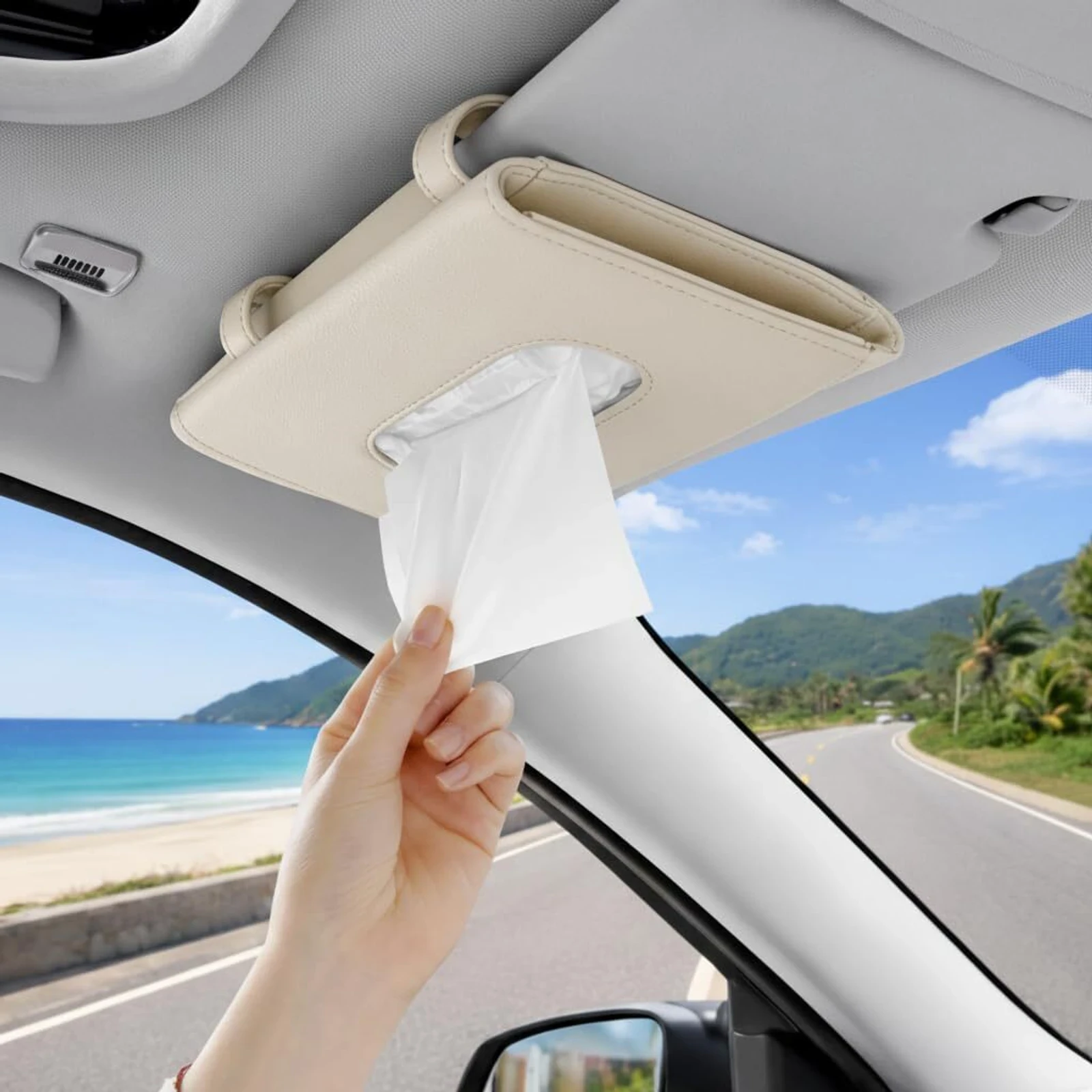 Auto Sun Visor Tissue Holder – Slim Car Tissue Case with Easy Dispense