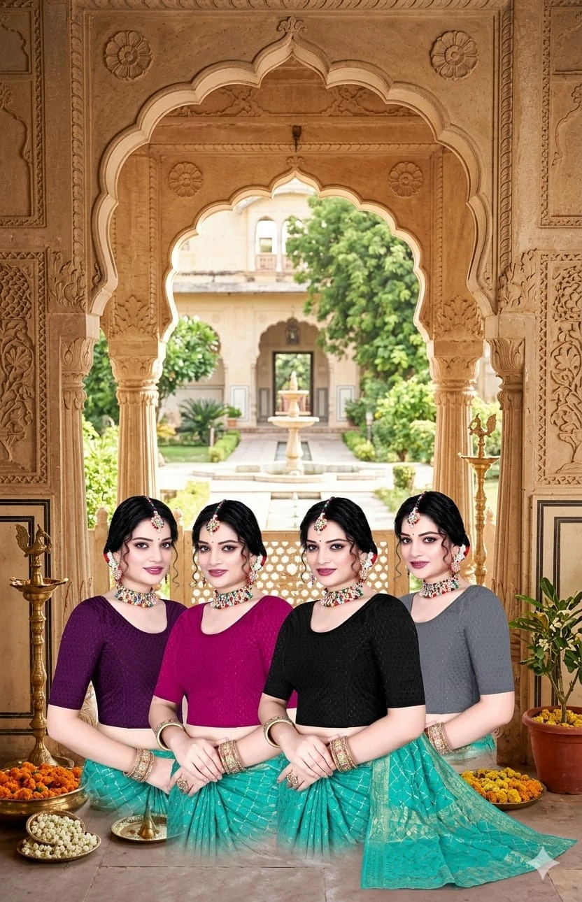 Trendy stylish comfortable party wear blouse for women's and girls for perfect wearing sarees and lehengas for special occasions for special offer of PACK OF 4 BLOUSE FOR WOMEN AND GIRLS