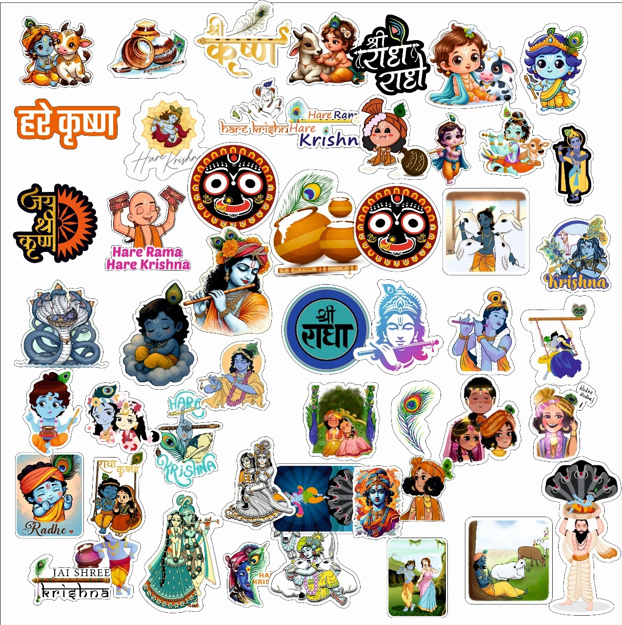 KRISHNA STICKER FOR PHONE, LAPTOP, BAG, BOTTLE, WALL, DOOR, ETC. PACK OF 50
