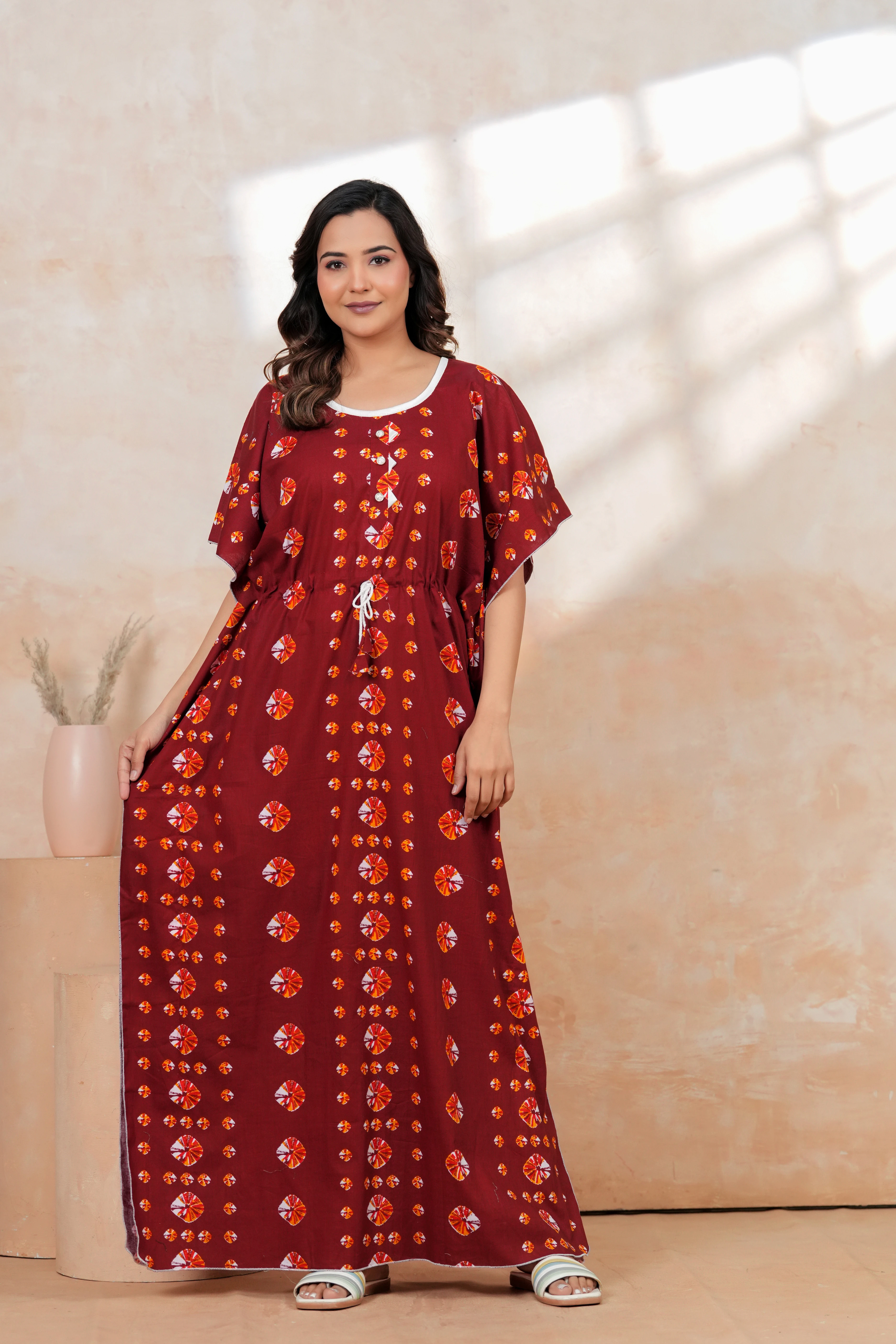 Women’s Printed Cotton Nighty | Soft Comfortable Lounge Wear | Loose Fit Full Length Night Dress