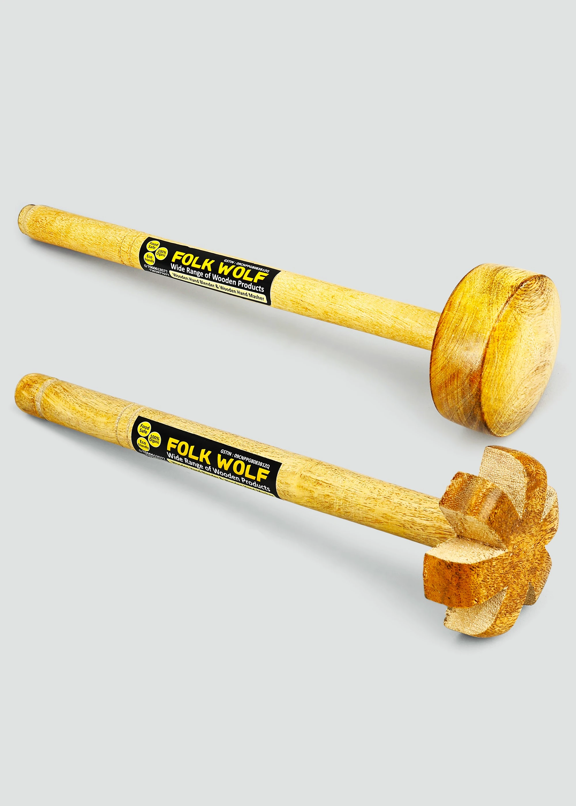 folkwolf kitchen combo, wooden hand blender/mixer | wooden mathani (saag/dal/lassi ghotni)