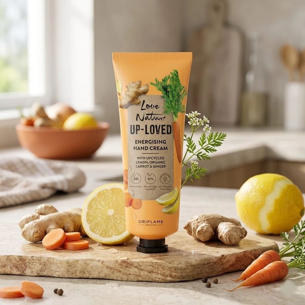 Up-Loved Energising Hand Cream with Upcycled Lemon, Organic Carrot & Ginger (75ml)