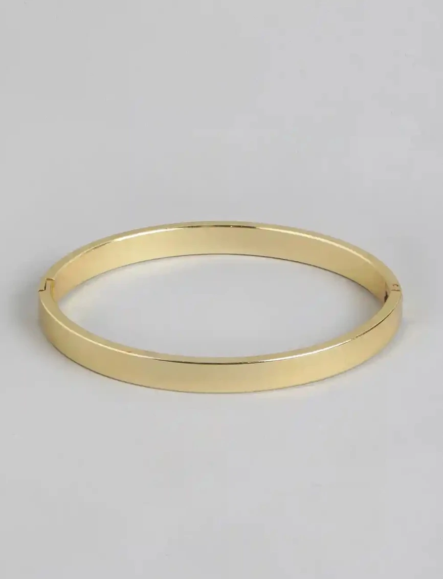 Elegant Gold Plated Simple Kada for Men & Women | Minimal Plain Slim Bangle | Daily Wear Stylish Bracelet