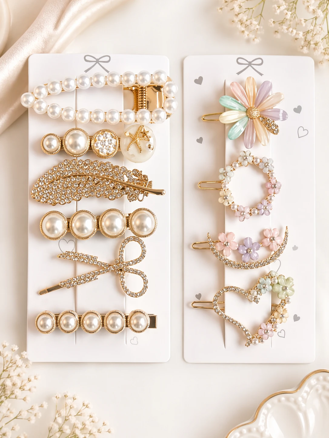 Pearl Hair Clips Combo Set for Women & Girls | Fancy Designer Hair Pins, Barrettes & Flower Clips | Cute Hair Accessories for Daily Wear, Party & Wedding