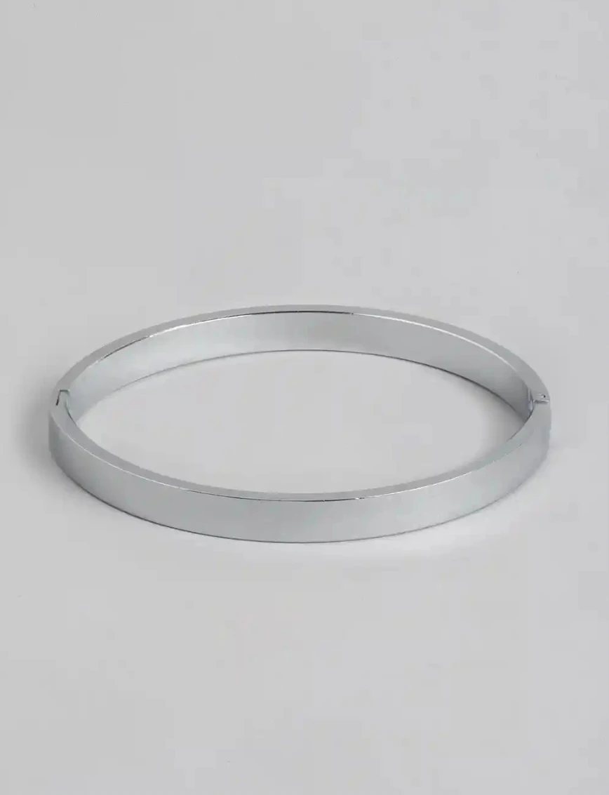 Stylish Plain Silver Kada for Men | Minimalist Stainless Steel Bracelet | Daily Wear Simple Bracelet for Boys & Men