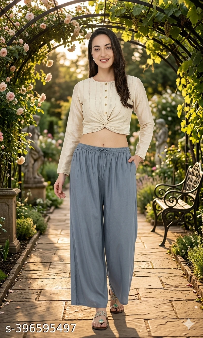 SUTEKI Comfortable Elastic Waist Palazzo