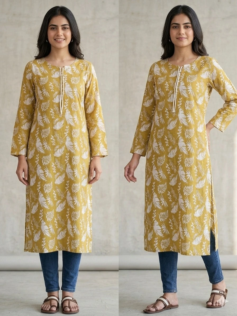 women new kurti yellow