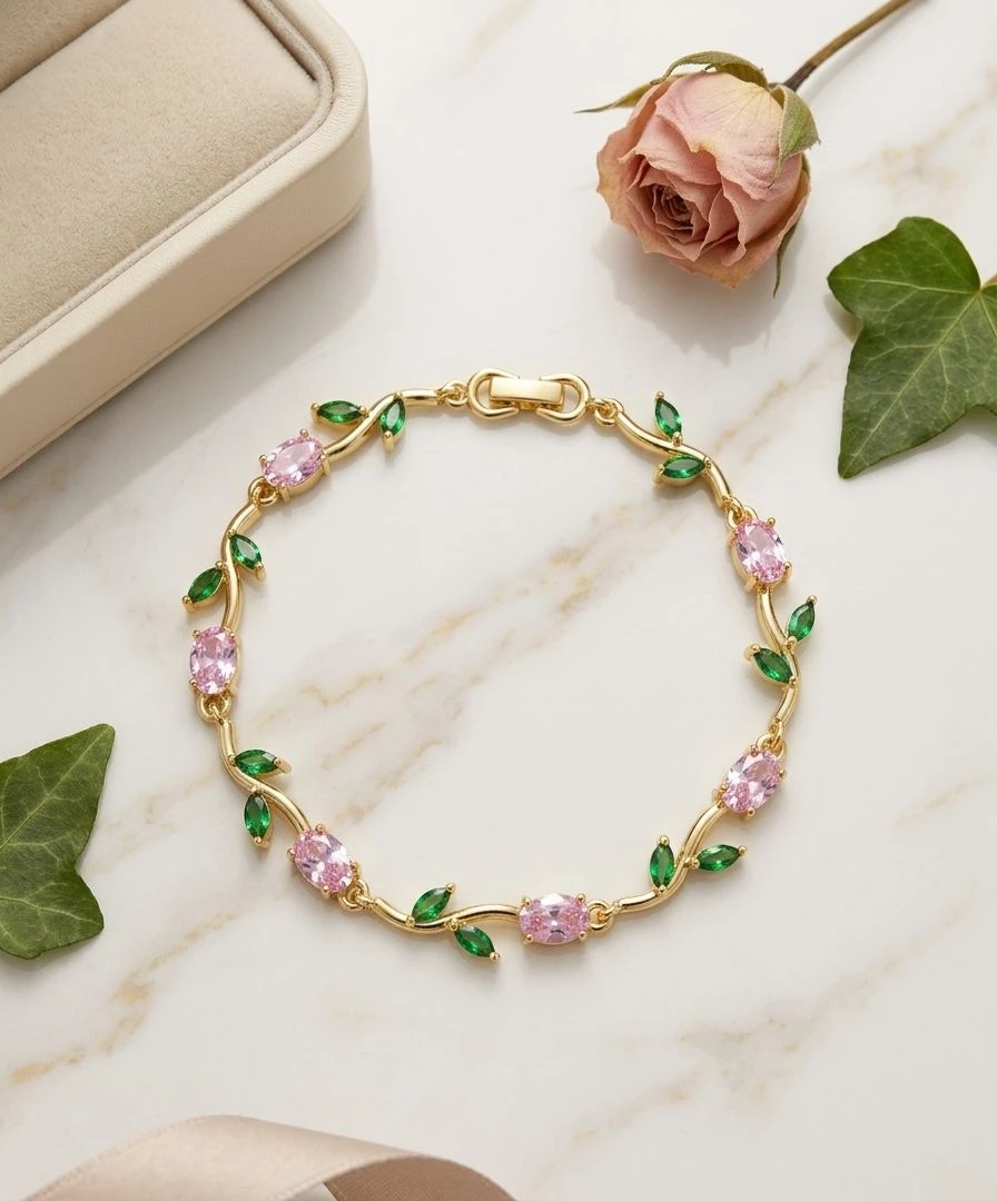 Green Pink Tulip Bracelet for girls and women's.