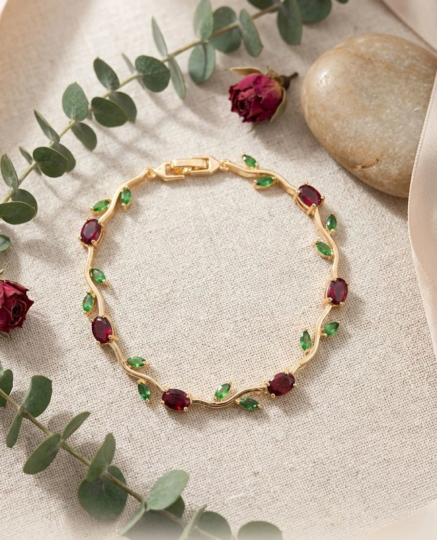 Red Green Tulip Bracelet for girls and women's.
