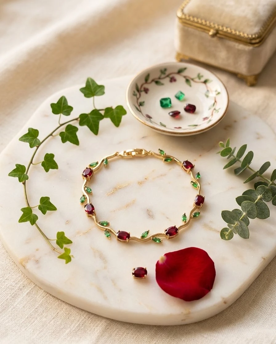 Green Red tulip bracelet for girls and women's.