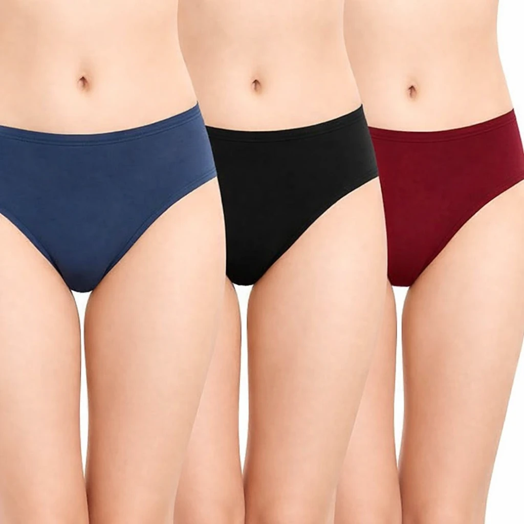 PACK OF 3 - Women's Cotton Mid Waist Comfortable Panty Briefs / Hipster Innerwear Soft Stretchable Panties Womens & Girls Cotton Briefs | Regular Fit Daily Use Ladies Underwear | period panty | best deal | daily deals