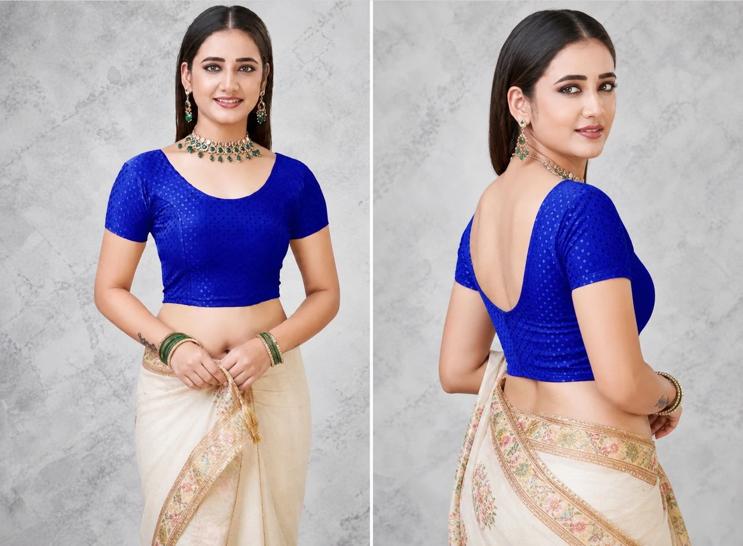 Women’s Stylish Blue Party Wear Readymade Saree Blouse