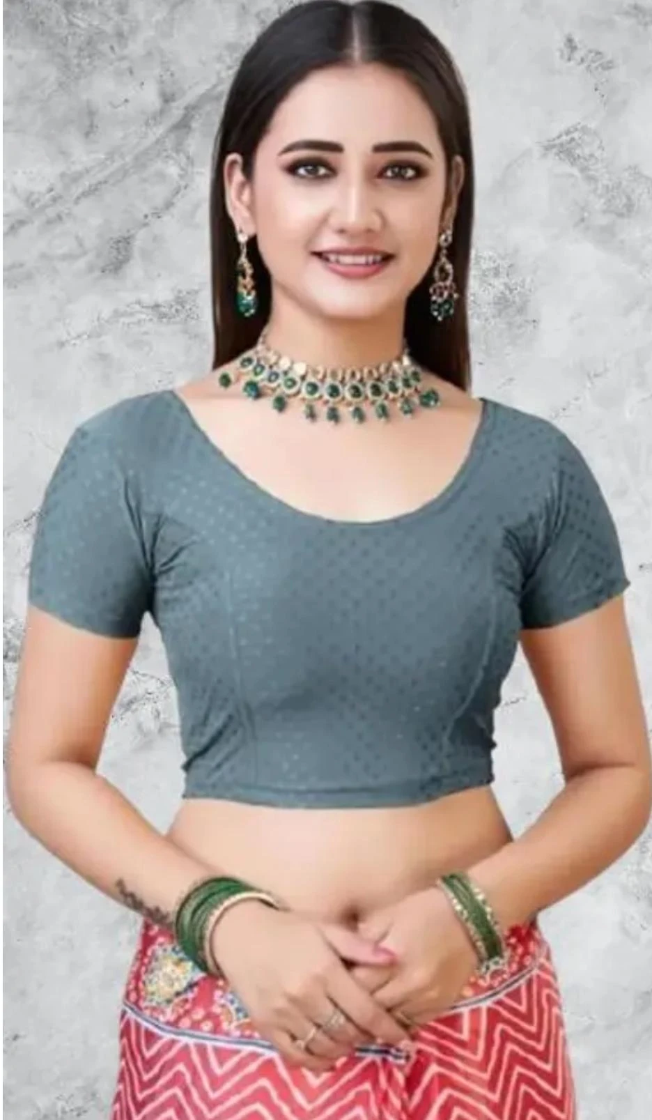 Round Neck Women Blouse Designer Party Wear