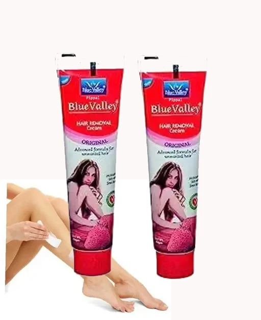 Blue Valley Hair Removal Cream | Original Formula with Shea Butter | Moisturizing & Safe for Sensitive Skin (pack of 2)