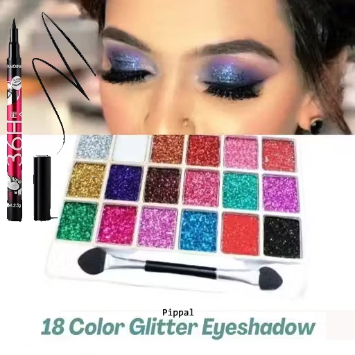 NS Beauty 18 Color Shimmery Eye Shadow Palette – Long Lasting, Smooth & Blendable