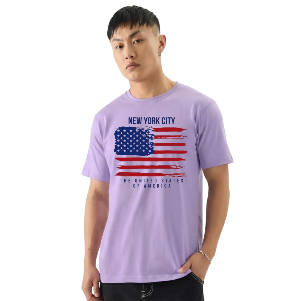 Stylish Men’s Lavender Graphic Printed T-Shirt
