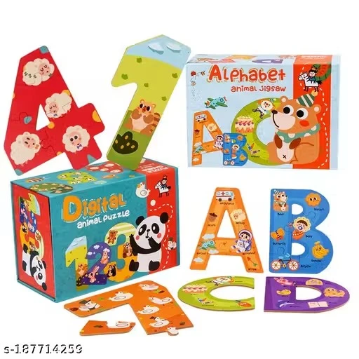 Vianz Wooden Jumbo Numbers Puzzles Color Shape Animals Recognition Montessori STEM Jigsaw Preschool Learning Educational Toy for Kids Toddlers 3 4 5 Years Old Boys Girls Gift