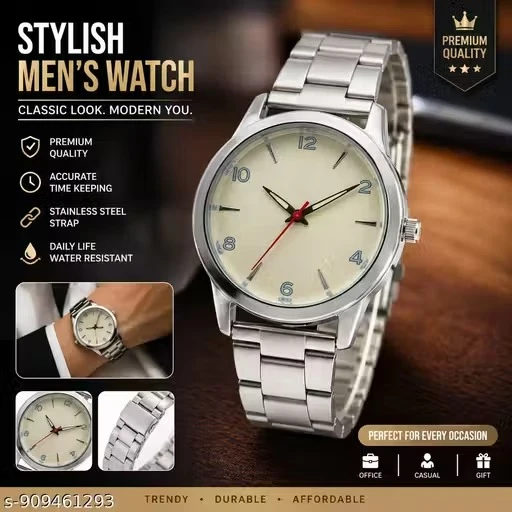 Stylish Wrist Watch for Men Stainless Steel Chain Casual & Formal Wrist Watch