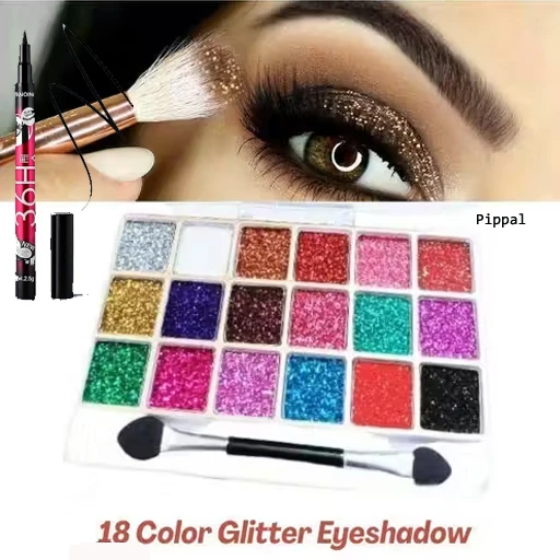 Professional 18-Color Eyeshadow Palette – Multi-Finish Rainbow Makeup Kit with High-Pigment Shimmers, Glitters, and Velvet Mattes – Long-Lasting