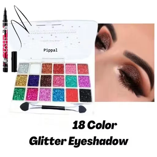 18 Color Eyeshadow Palette, Shimmery Powder Finish, Bridal Eye Makeup for Women, All Skin Tones