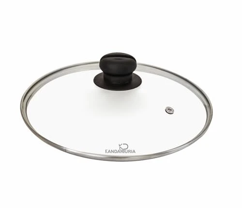 Toughened Glass Lid with Stainless Steel Rim for Kadai, Deep-Fry Pan, Transparent Long Lasting, Dishwasher Safe, Oven Safe, 20cm