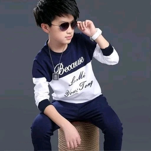 Boys' Dual-Tone Navy and White Graphic T-Shirt