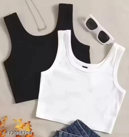 Women Sleeveles Tank TOP ( pack of 2 Black & White )