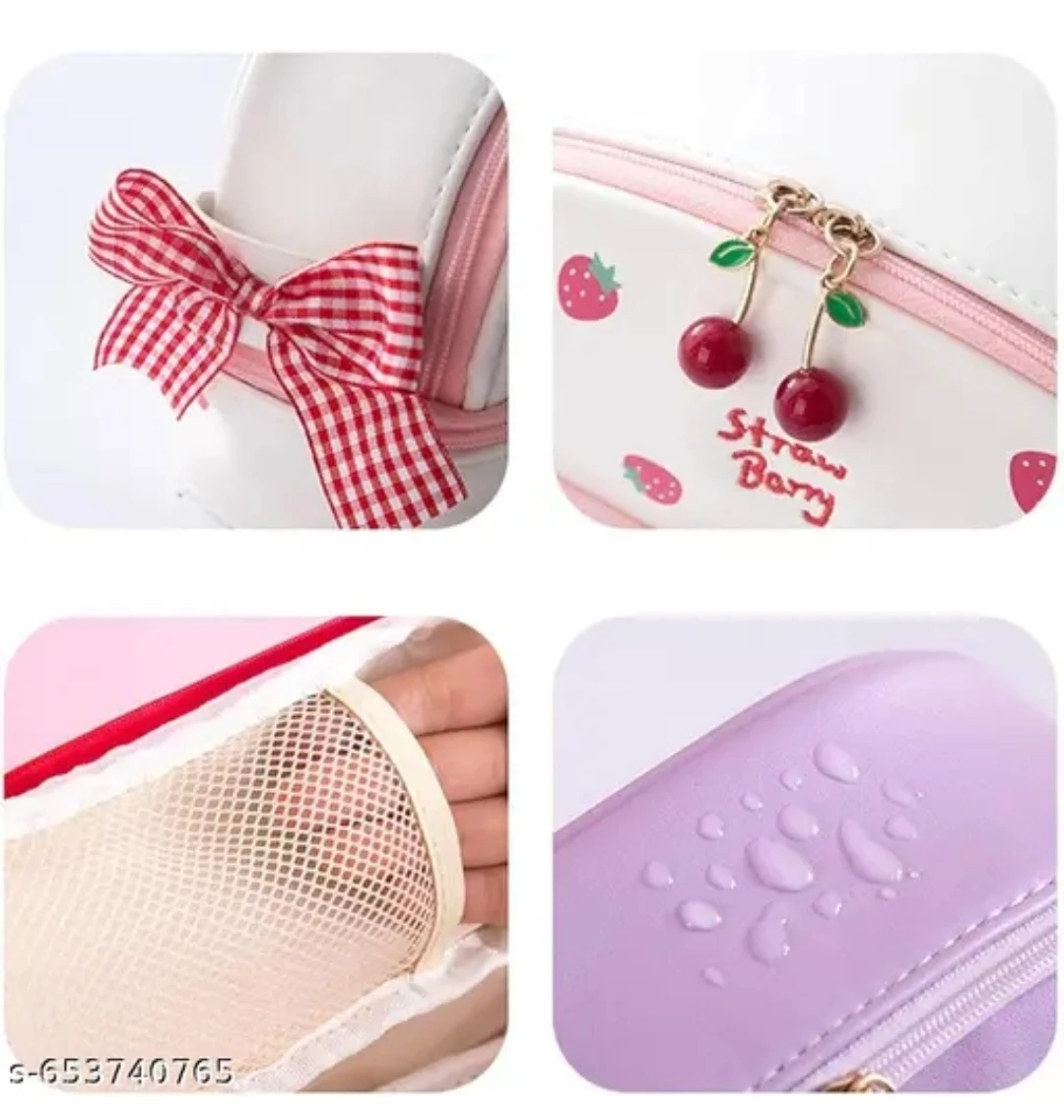 Pencil Pouch Large Capcity Pencil Pen Case PU Stationery Bag for Girls B|Makeup Pouch Travel Toiletries Organizer Waterproof Pouch Makeup Organizer pouch for Women, Girls & Bride