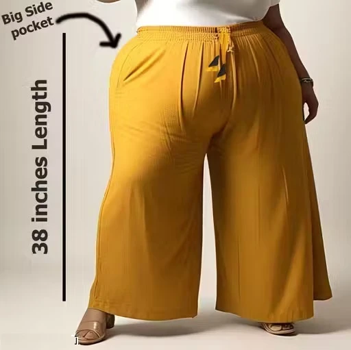 Women’s Rayon Palazzo Pants Plus Size Oversized Big Jumbo Fit with Pocket