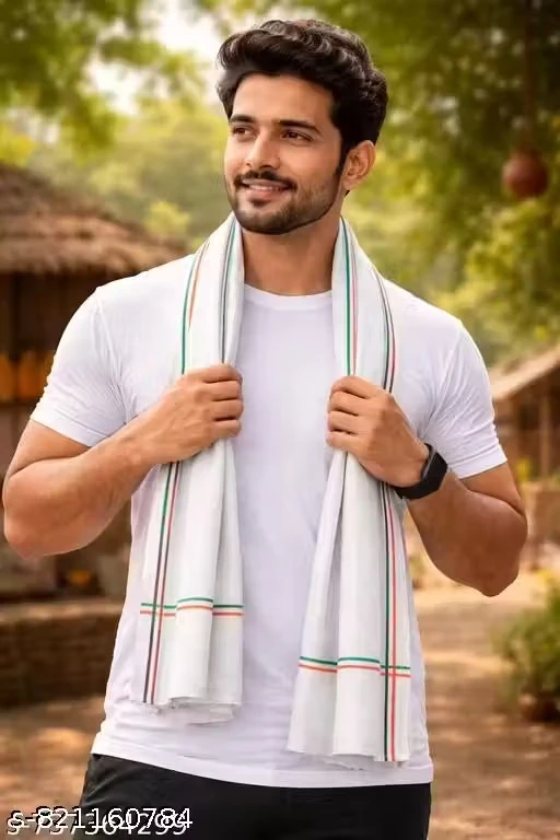 Cotton Gamcha Punjabi Parna | Multipurpose Towel for Gym, Travel & Puja