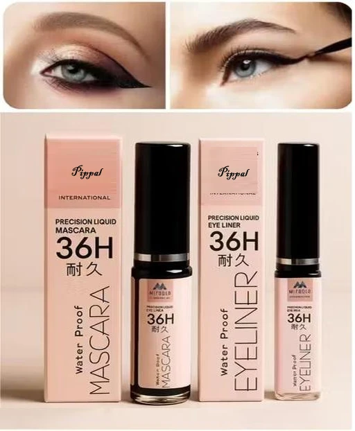 H&N 36H Waterproof Eyeliner + Mascara Combo | Smudge Proof Long Lasting Eye Makeup Set