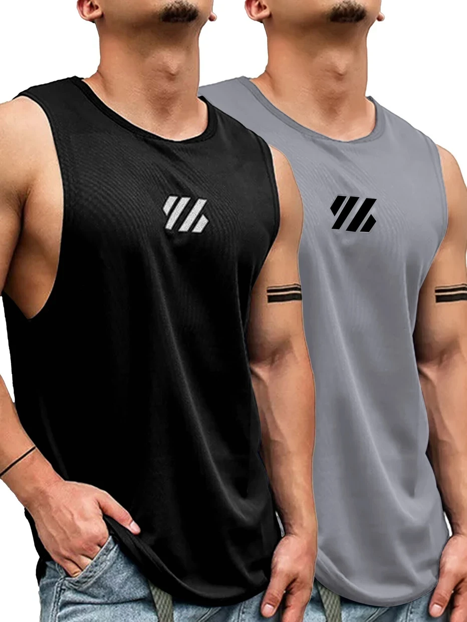 MENS PRINTED GYM SANDO VEST PACK OF 2