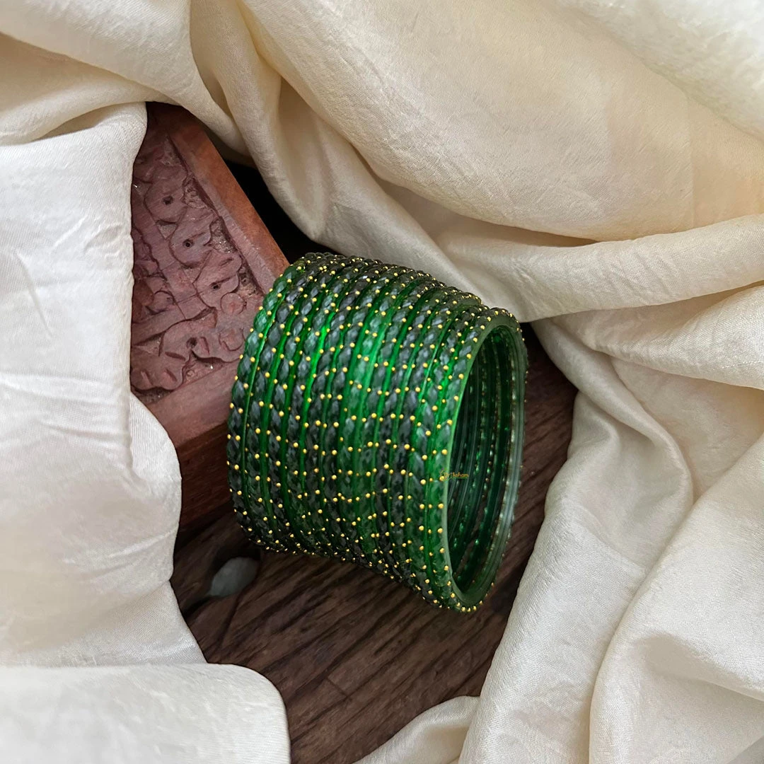 Rain Drop Bangles Green colour -12 Nos.